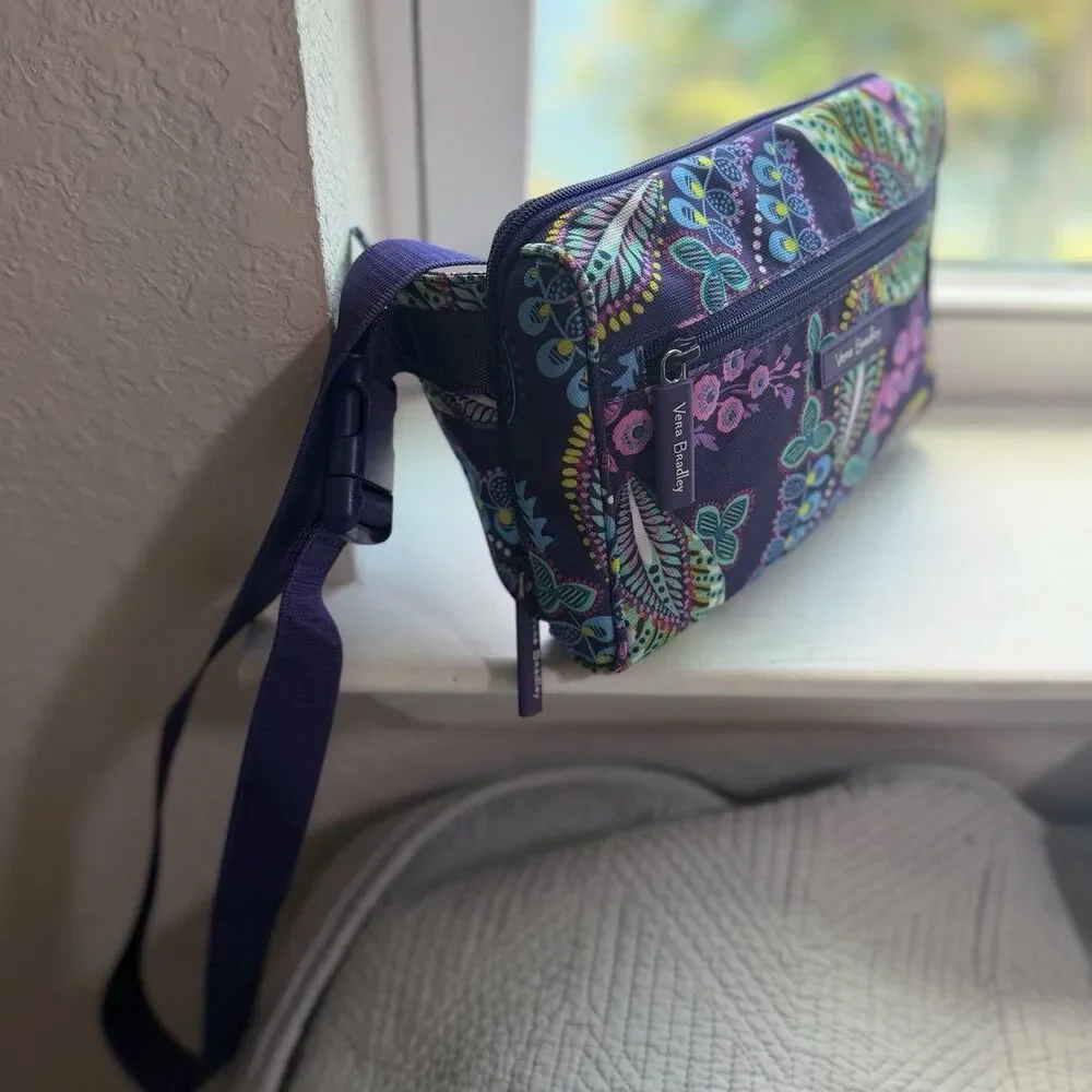 NWT! Vera Bradley Batik Leaves Purple Paisley Belt Bag Fanny Pack - Picture 3 of 11